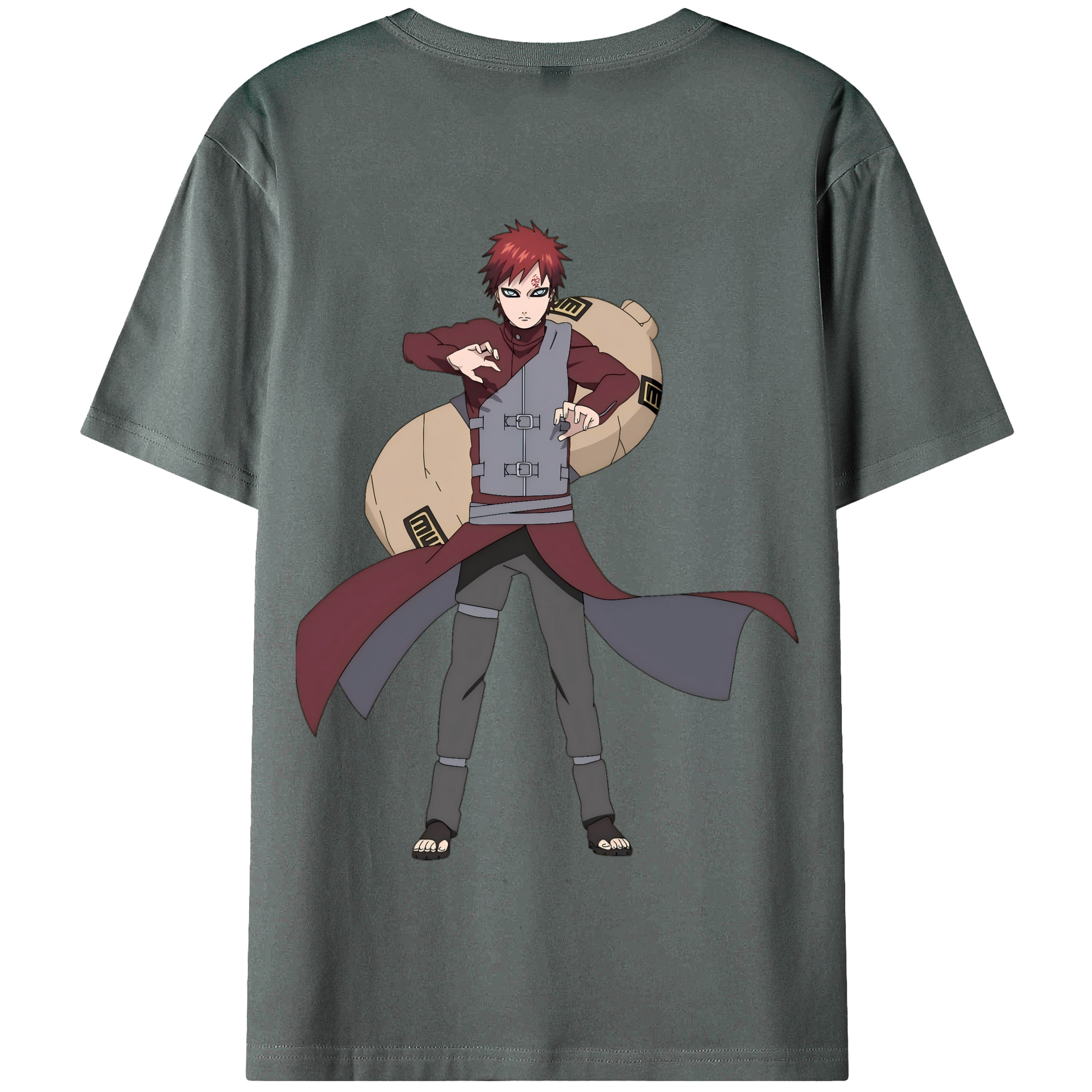 （画像用） NARUTO -ナルト- ガアラ Gaara 綿100％半袖Tシャツ（背面プリント）